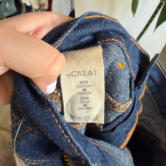 THE GREAT. Dark Denim A-Line Midi Skirt - Picture 5 of 7